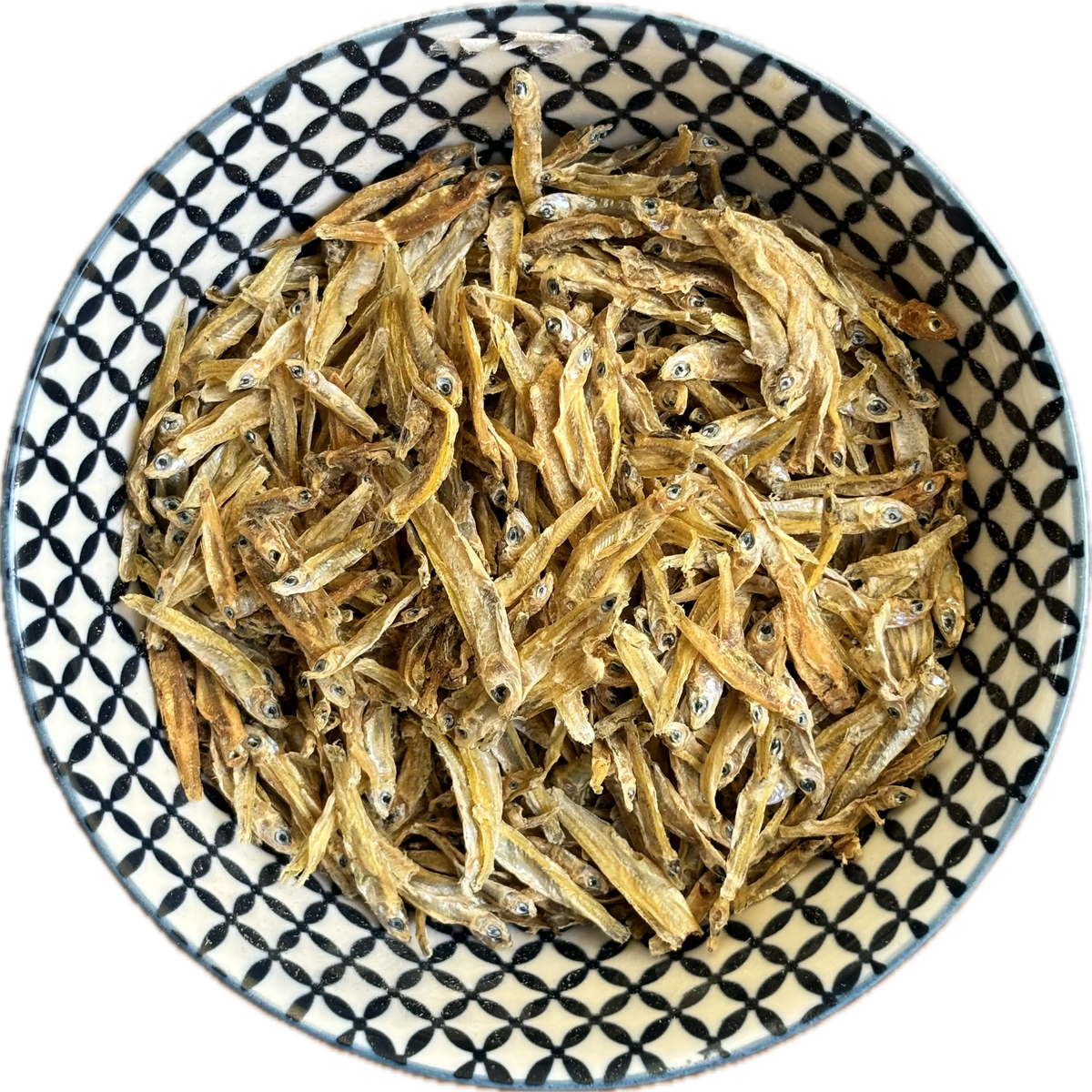 Dog Treats Natural Omega 3 - Dehydrated Anchovies (100 gms) from www.barfindia.com: small silvery fish with visible eyes, closely arranged—ideal as natural omega-3 dog snacks.
