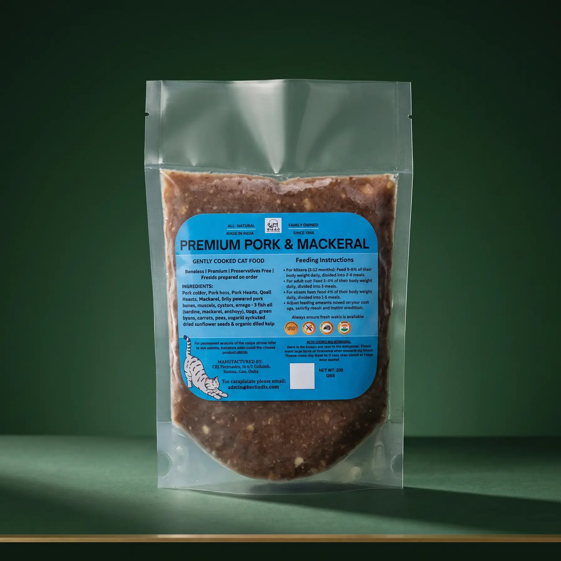 Premium Mackerel & Pork Cat Food www.barfindia.com