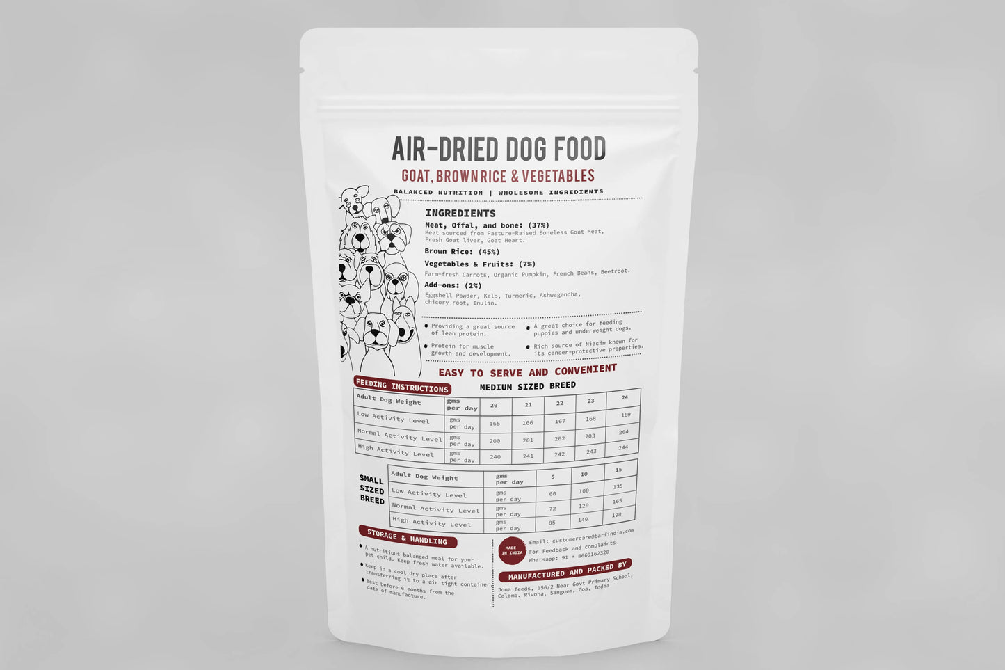 Air dried Dog Food