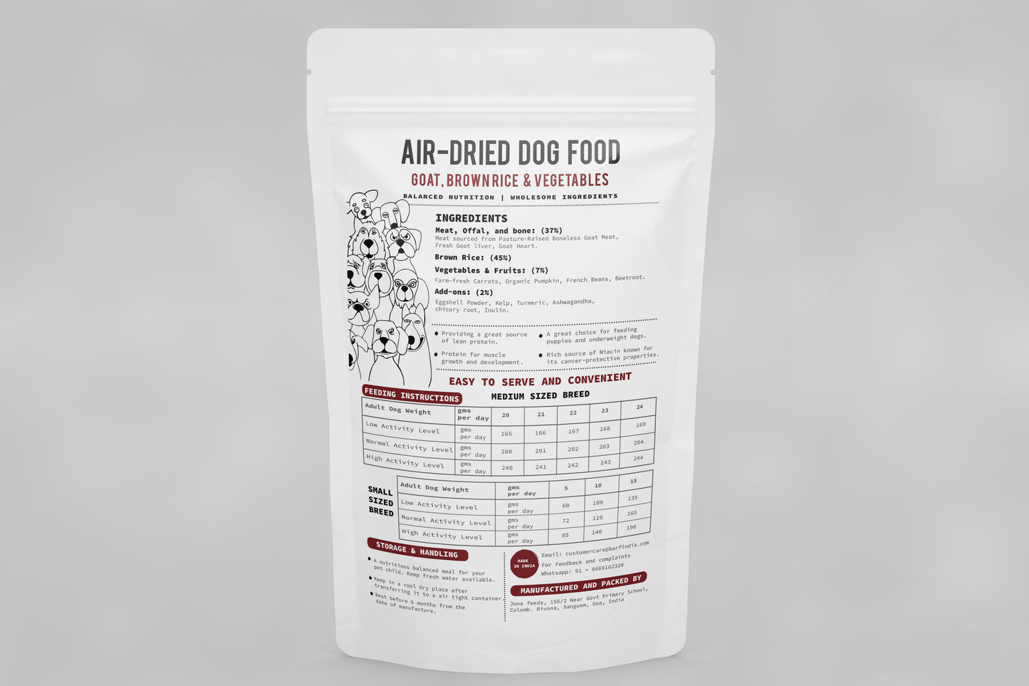 Air Dried Dog Food - Goat, Br. Rice & Veggies
