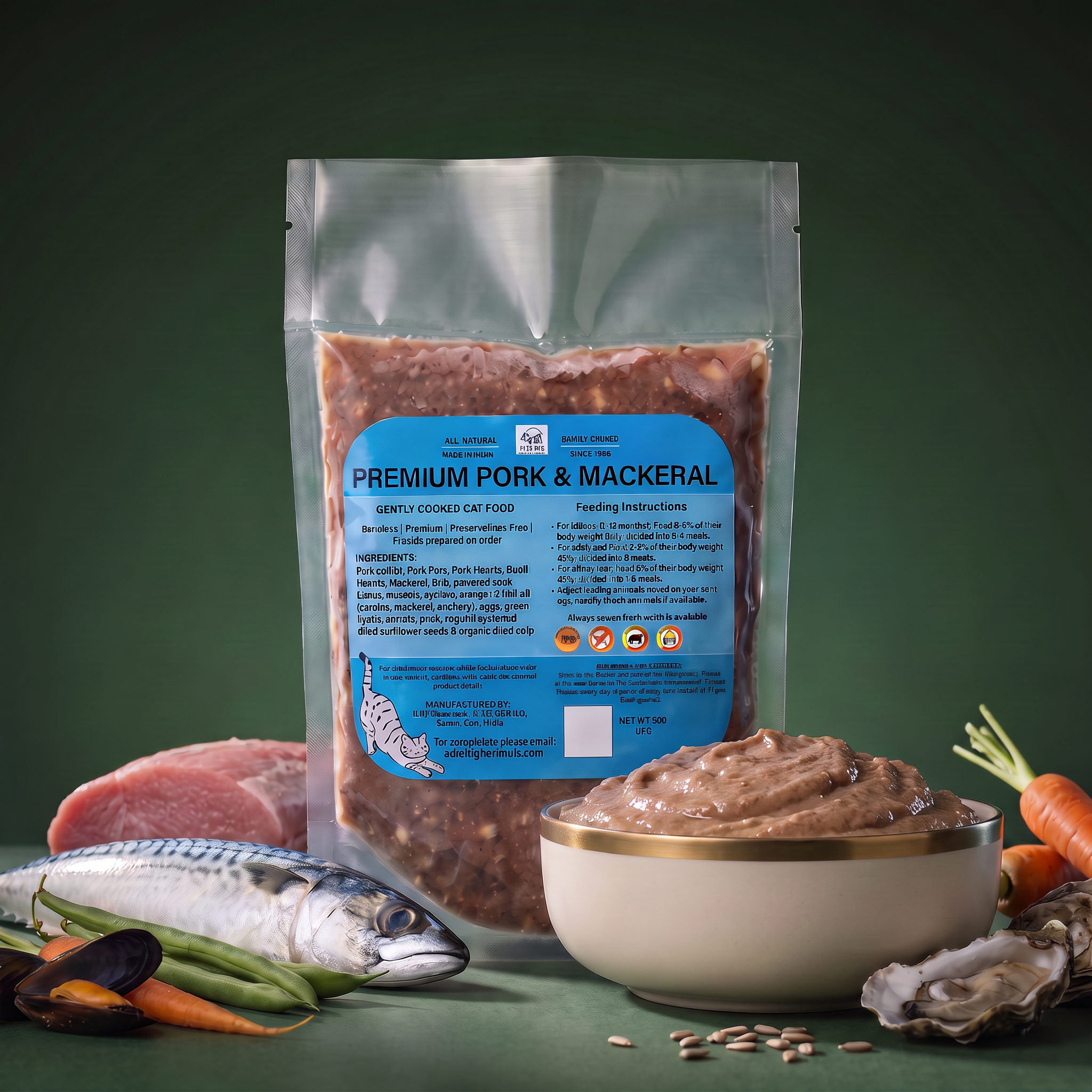 Premium Mackerel & Pork Cat Food