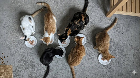 Cats eating fresh cat food that is biologically appropriate cat food