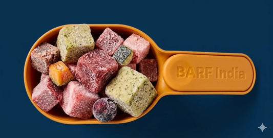 Blast frozen ingredients of Raw Dog Food by BARF India