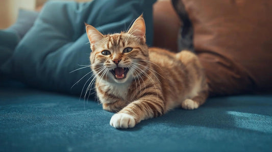 A Brown and white Tabby Cat that does not eat ultra-processed Cat Food