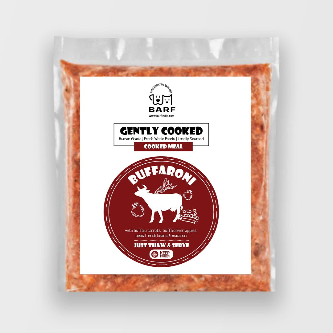 Premium Buffalo Meat and Macaroni Recipe - Cooked Dog Food