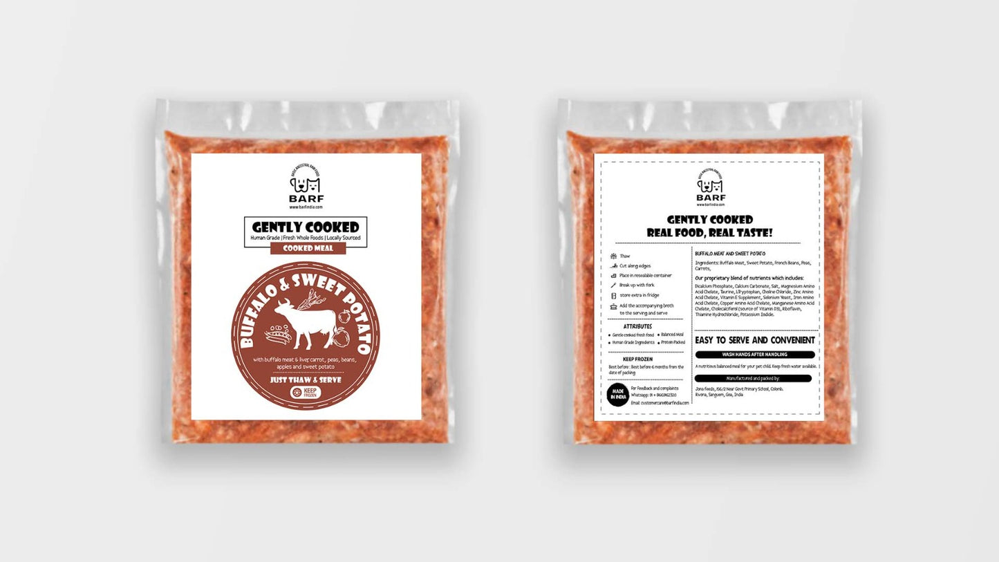 Premium Buffalo Meat and Sweet Potato Recipe - Cooked Dog Food