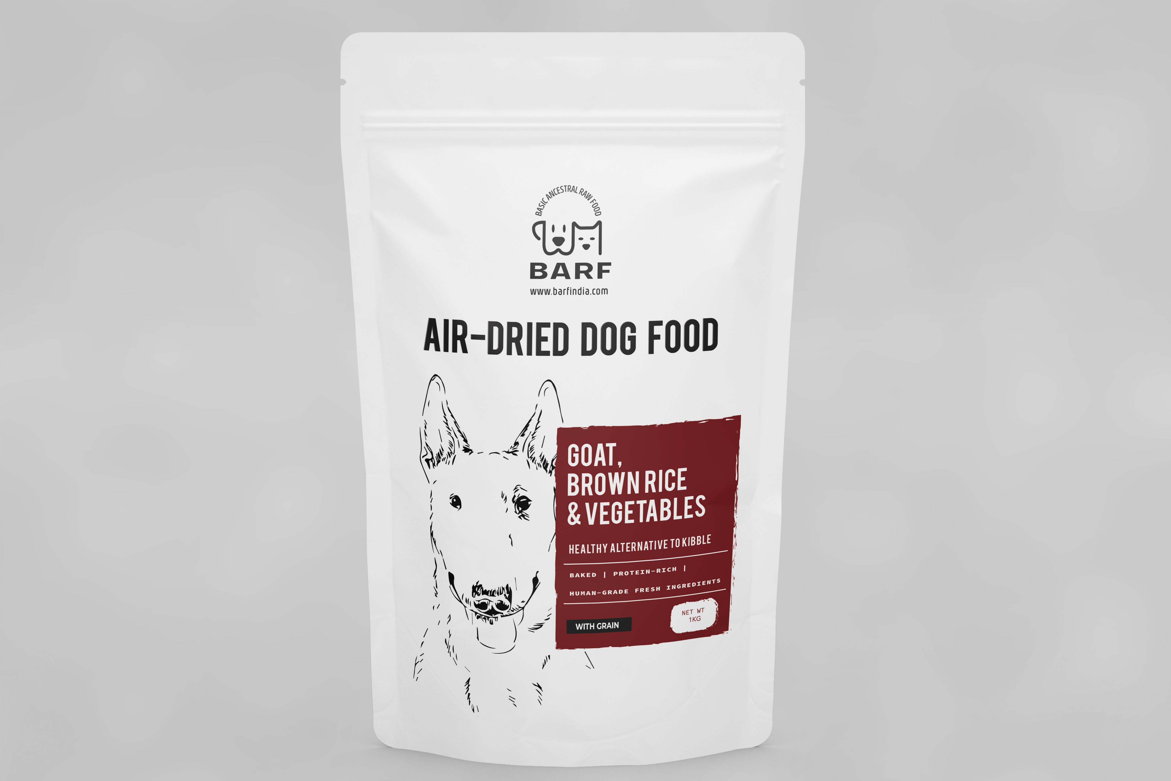 Air Dried Dog Food - Goat, Br. Rice & Veggies www.barfindia.com