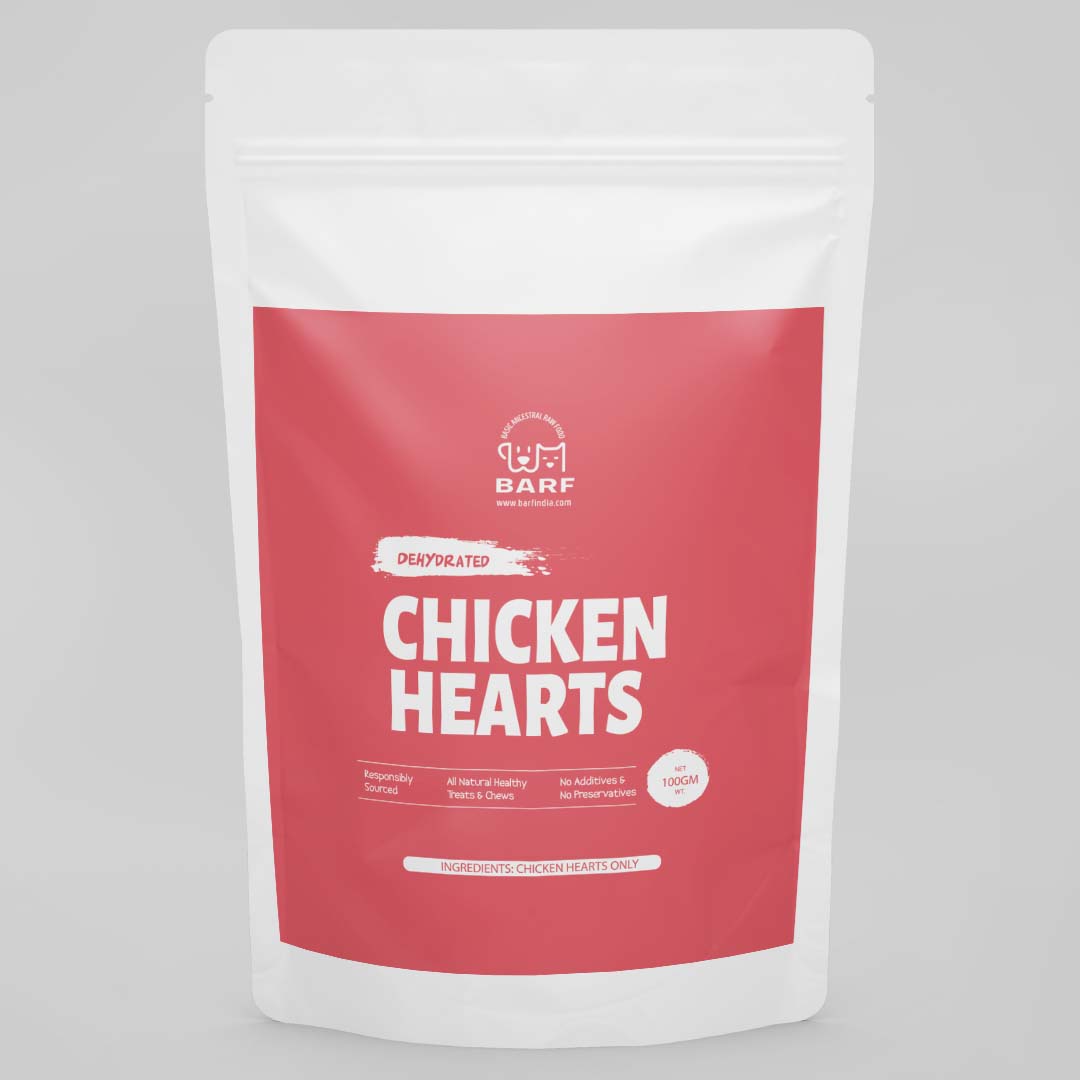 Dehydrated Chicken Hearts - 60gms www.barfindia.com